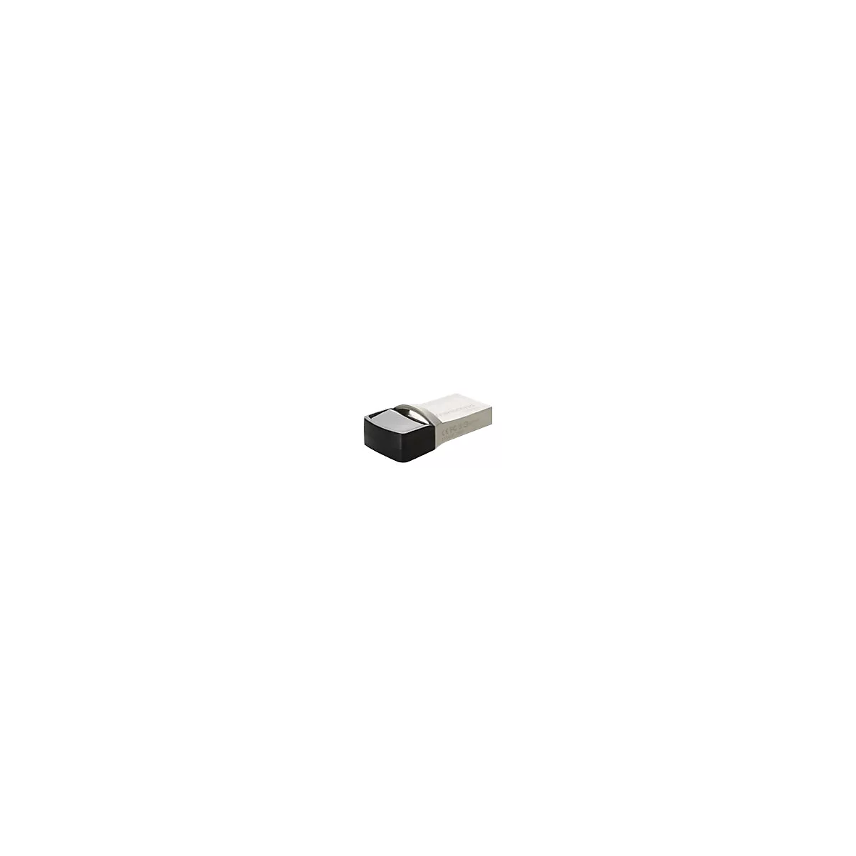 Ein silberner USB-Stick mit schwarzem Stecker.