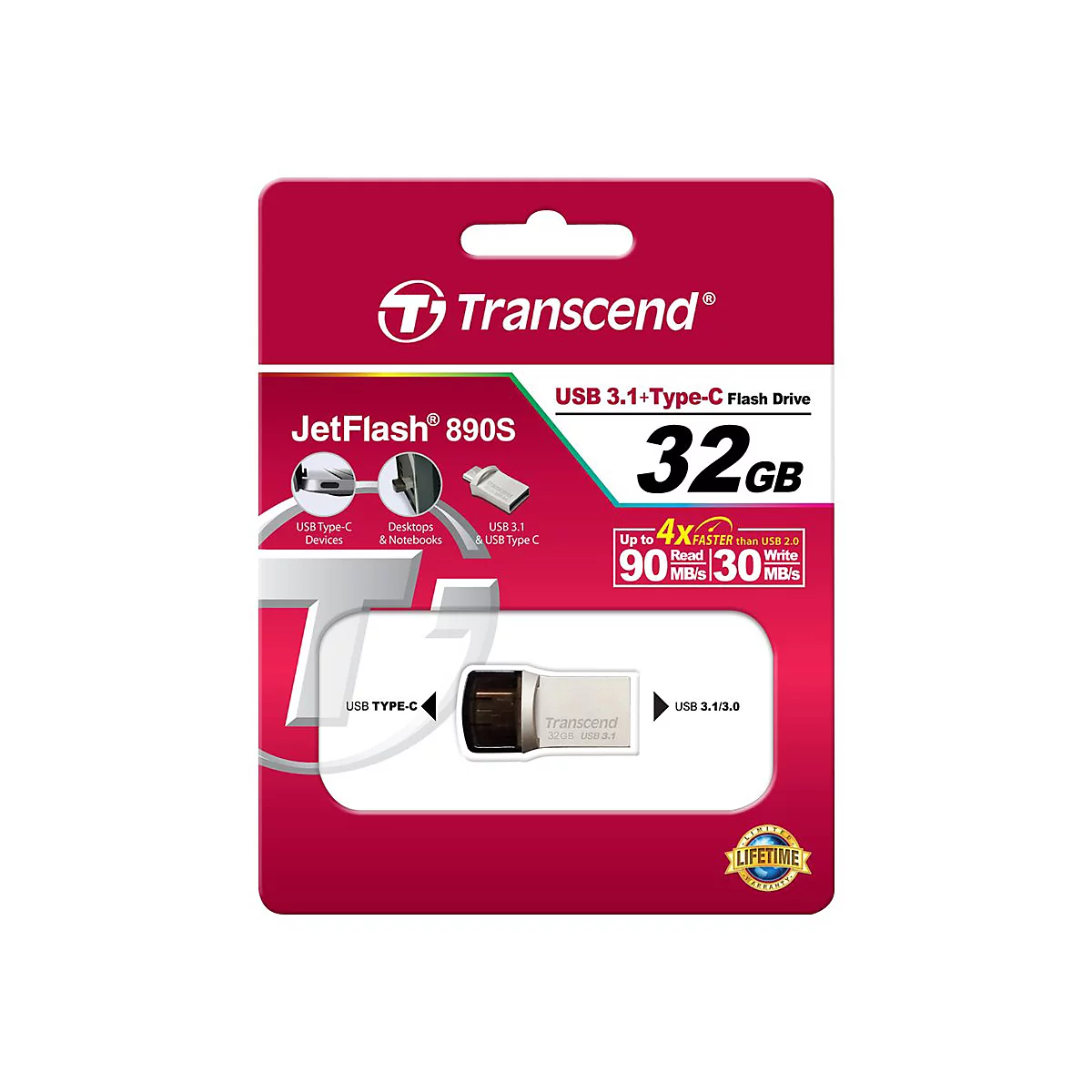 Transcend JetFlash 890 - USB-Flash-Laufwerk - 32 GB