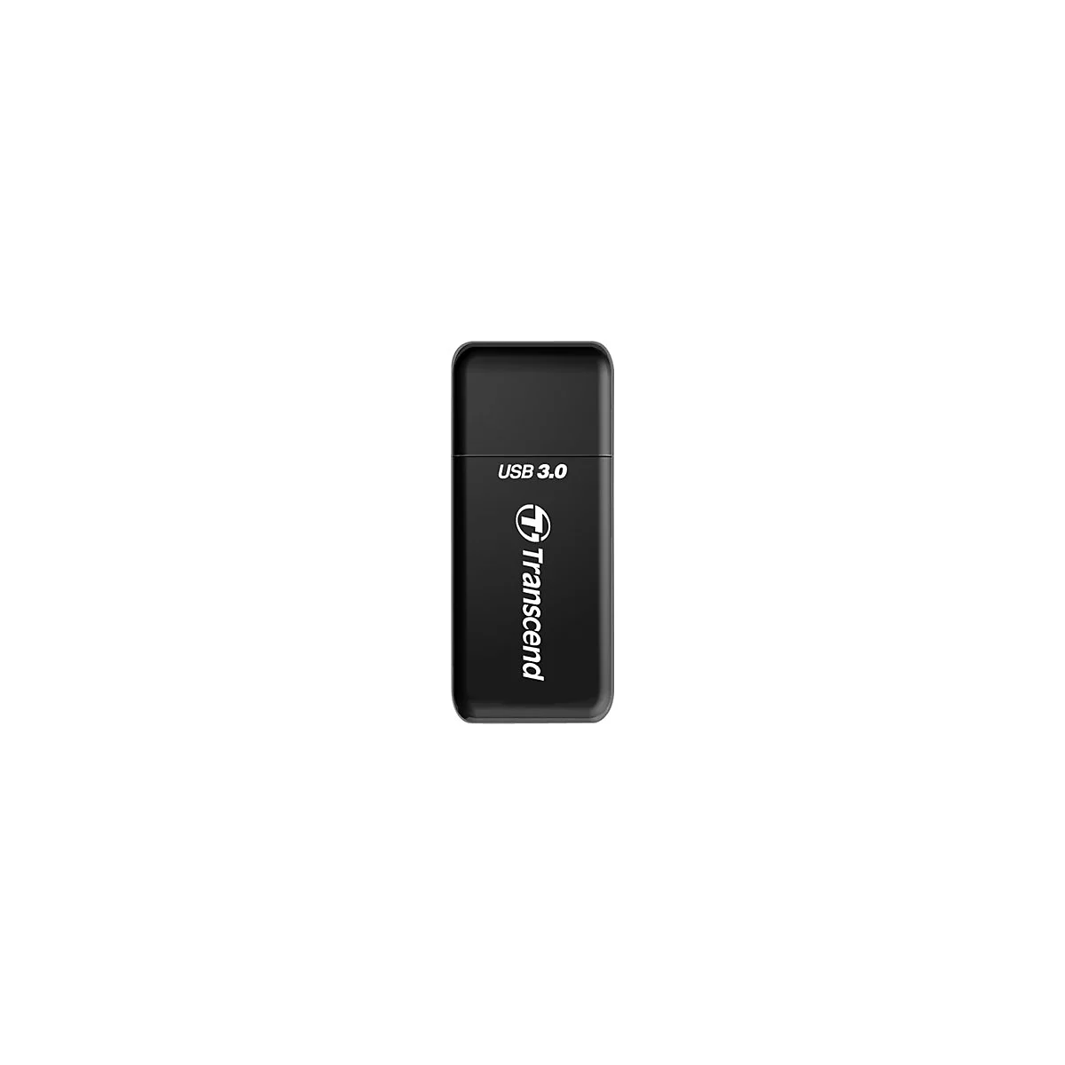 Schwarzer USB-Stick mit USB 3.0 und Transcend Schriftzug.