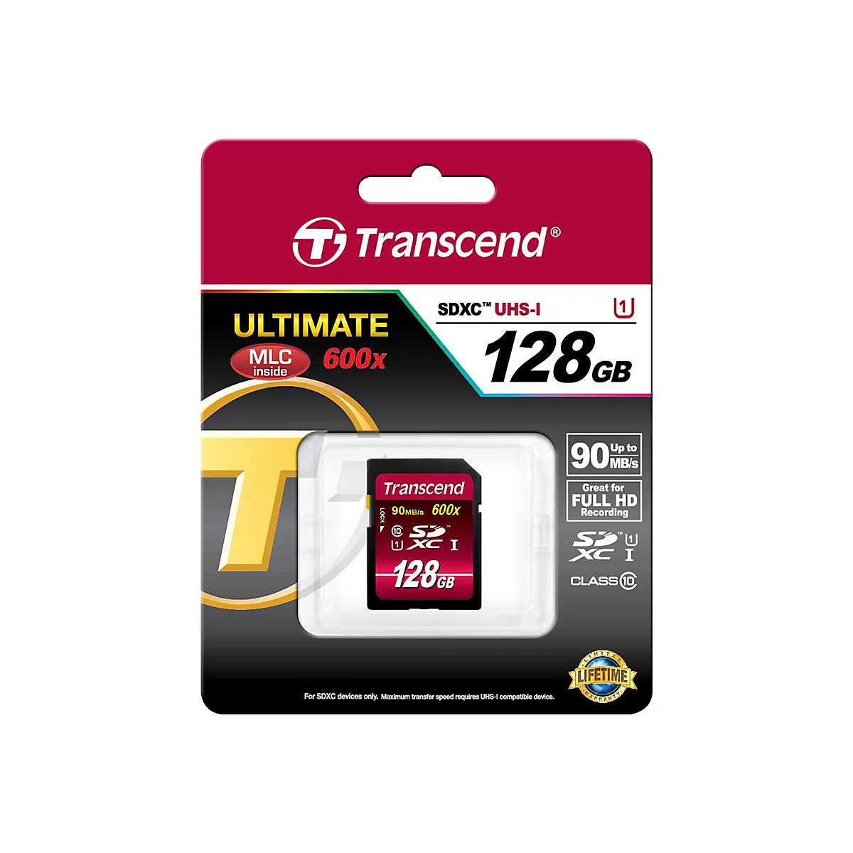 Transcend Ultimate series - Flash-Speicherkarte - 128 GB - UHS Class 1 / Class10 - 600x - SDXC UHS-I