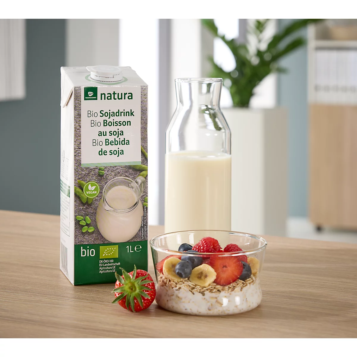 Transgourmet natura Bio Sojadrink, ultrahocherhitzt, ungesüßt, vegan, 1 Liter