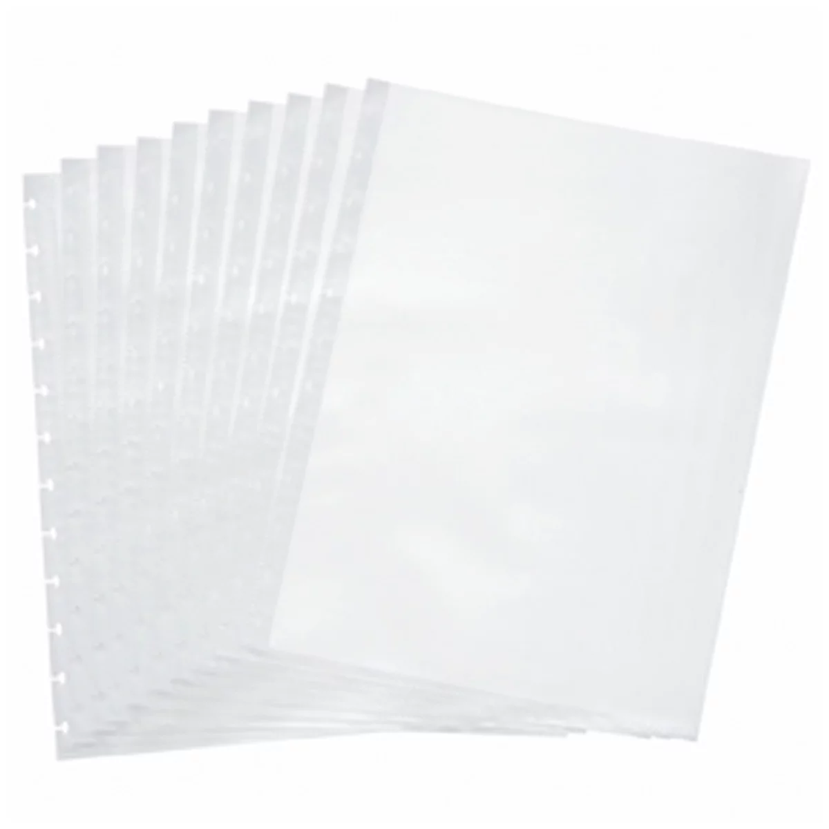 Transparant hoesje FolderSys, A4, bovenaan open, T-gestanst voor 12 ringen, transparant, 10 stuks