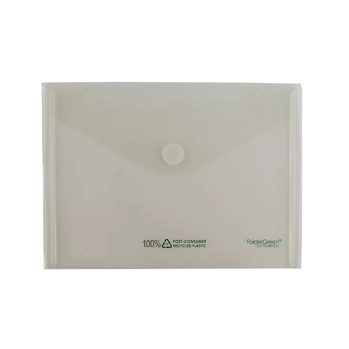 Transparante zak FolderSys FolderGreen®, A5 liggend formaat, B 253 x H 180 mm, dikte 0,20 mm, met klittenbandsluiting, 100 % PCR-PP, transparant, 10 st.