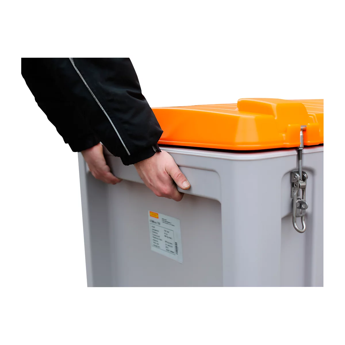 Transport- en platformkist CEMO CEMbox 750, polyethyleen, 750 l, L 1700 x B 840 x H 800 mm, stapelbaar, grijs/oranje