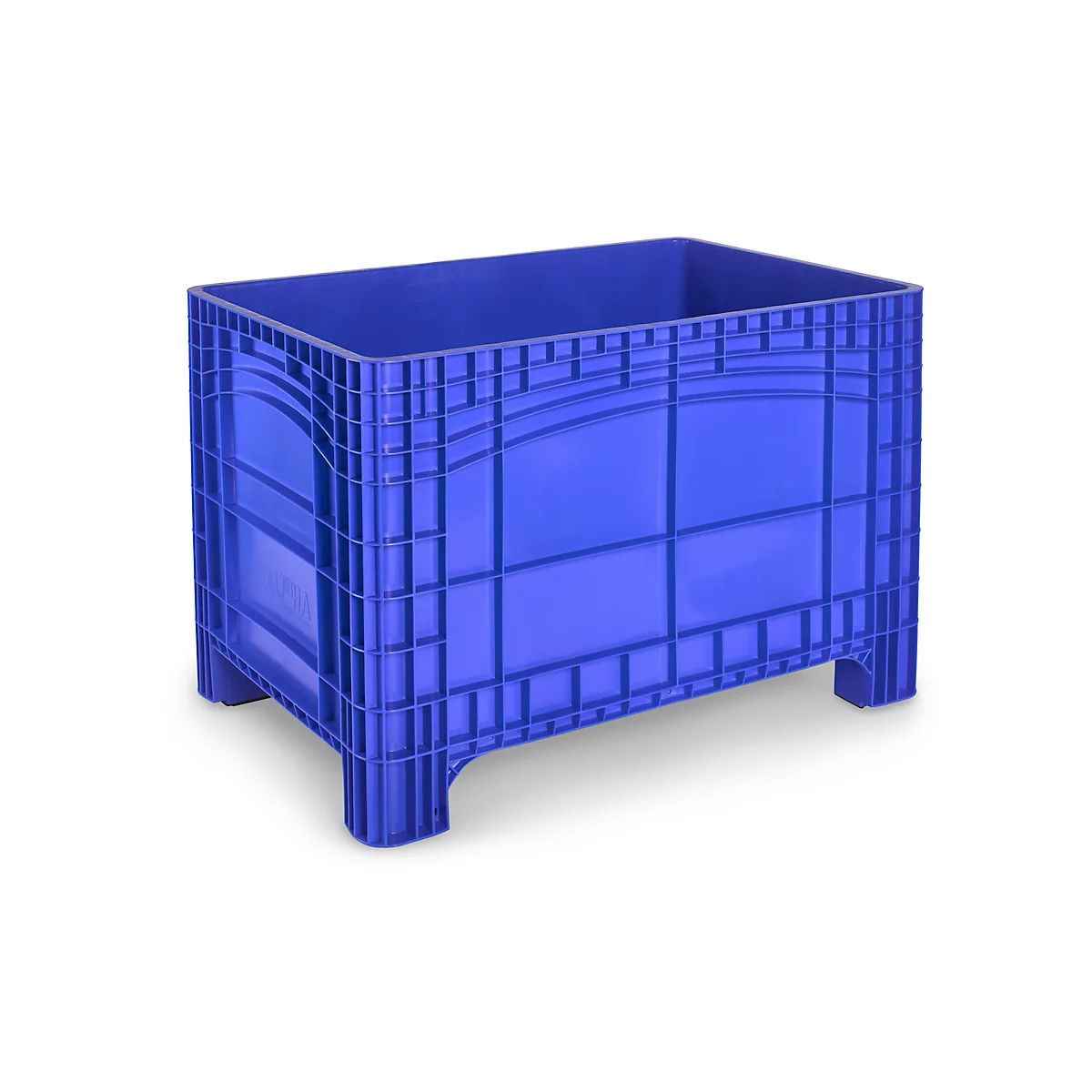 Transport- en stapelcontainer Noah, zonder deksel, bodem &amp; wanden gesloten, volume 535 l, draagvermogen tot 300 kg, 4 voet, L 800 x B 1200 x H 800 mm, voedselveilig polyethyleen, blauw