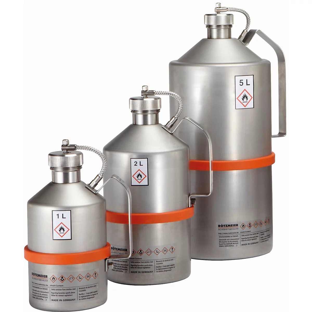 Transportblik, roestvrij staal 1.4301, 1 l, Ø 110 x H 235 mm, schroefstop met flexibele as