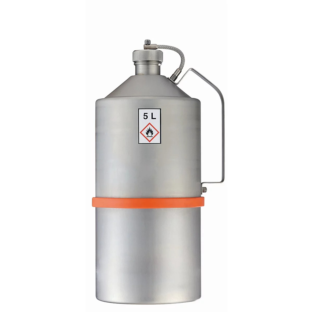 Transportblik, roestvrij staal 1.4301, 5 l, Ø 165 x H 400 mm, schroefdop met flexibele as