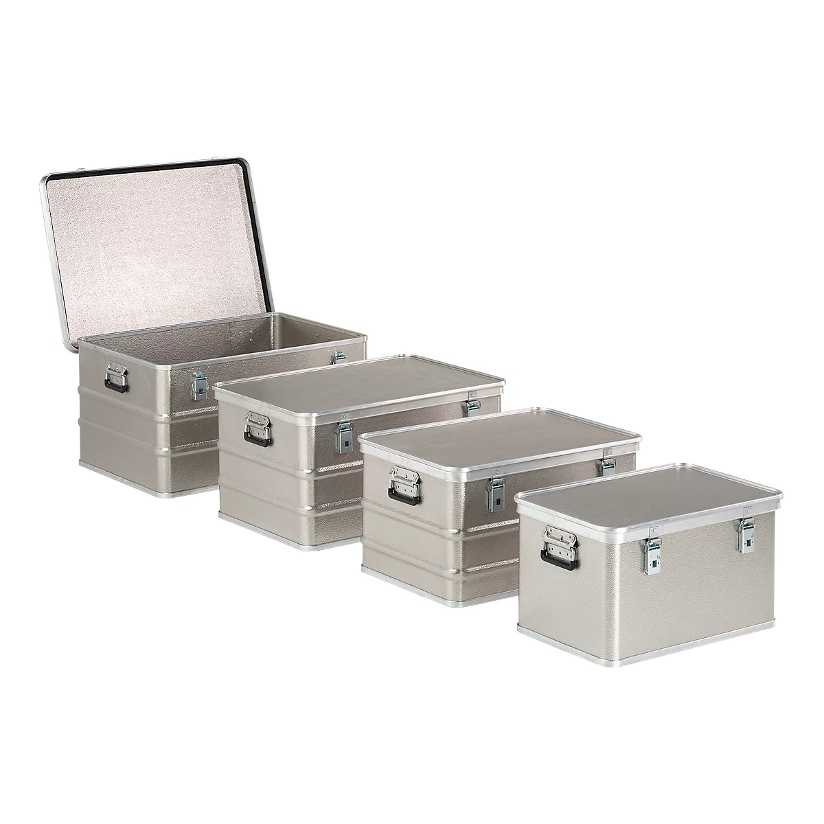 Transportbox, aluminium, L 788 x B 588 x H 410 mm, 156 liter, draagvermogen 75 kg, gewicht 8 kg