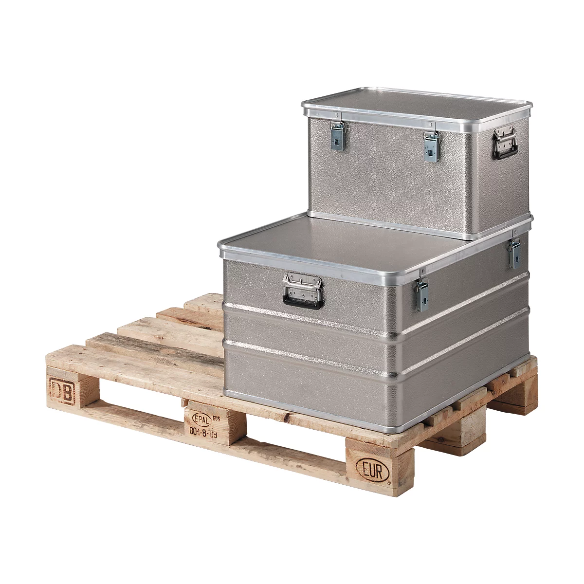 Transportbox, aluminium, L 788 x B 588 x H 410 mm, 156 liter, draagvermogen 75 kg, gewicht 8 kg