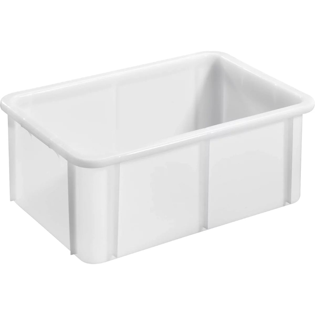 Witte, rechthoekige opbergbox met afgeronde hoeken.