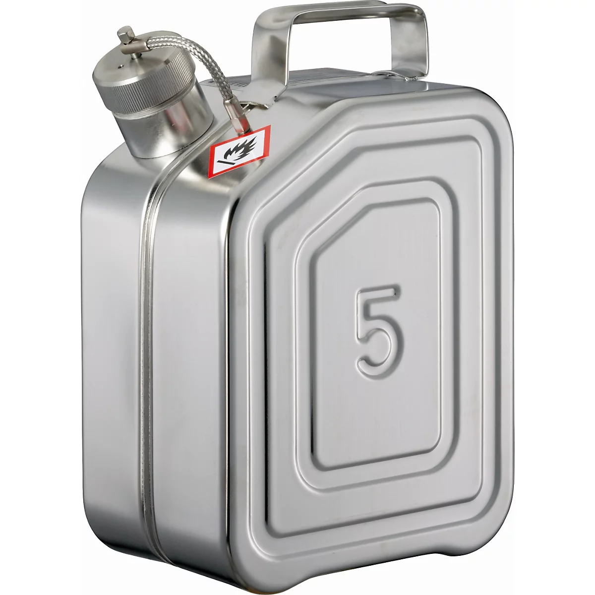 Transportcontainer, roestvrij staal 1.4301, 5 l, B 130 x D 200 x H 310 mm, schroefstop met flexibele as