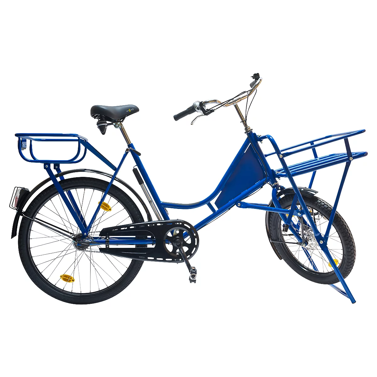 Transportfiets - grote bagagedrager vooraan - 3 versnellingen - gepoedercoat stalen frame - blauw