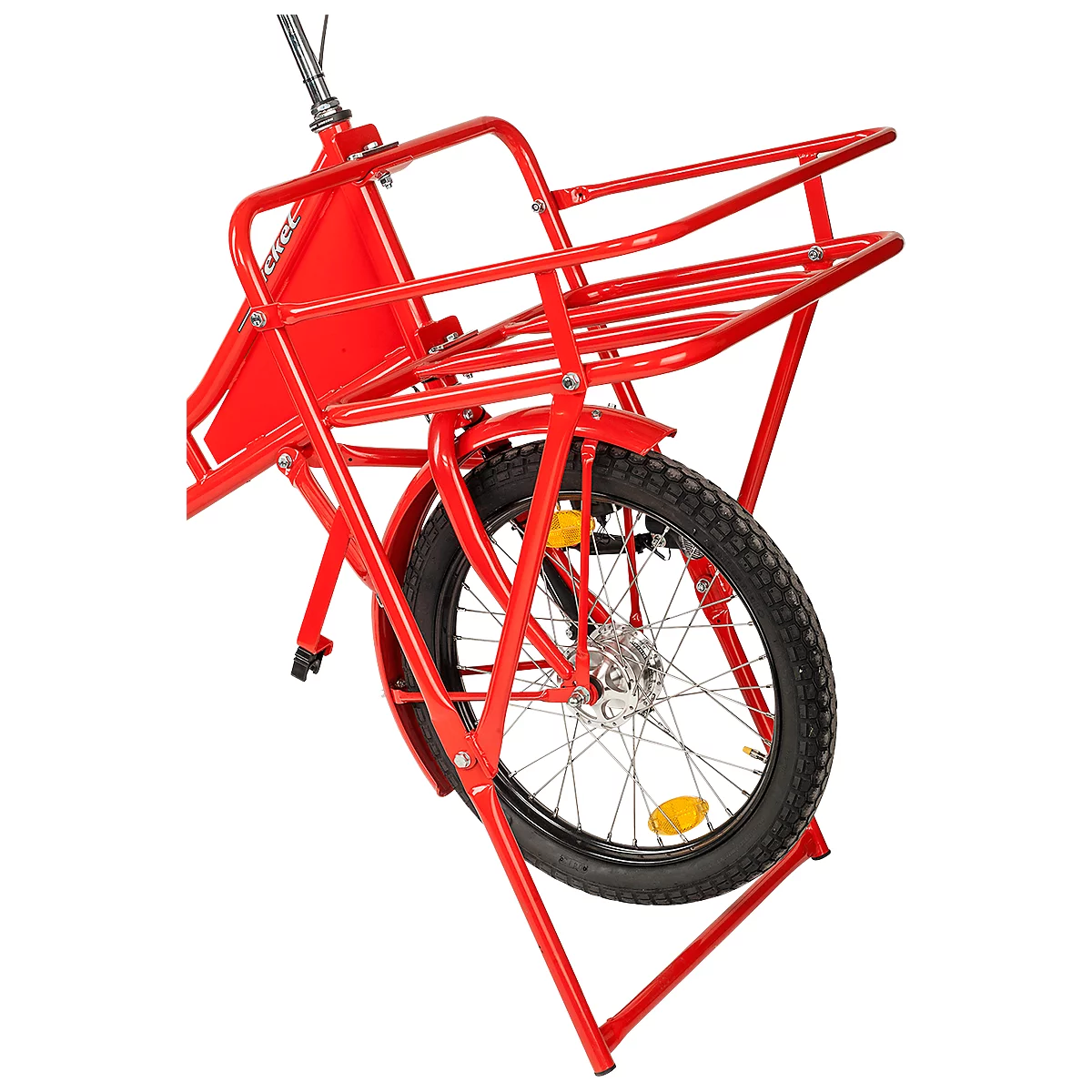 Transportfiets - grote bagagedrager vooraan - 3 versnellingen - gepoedercoat stalen frame - rood