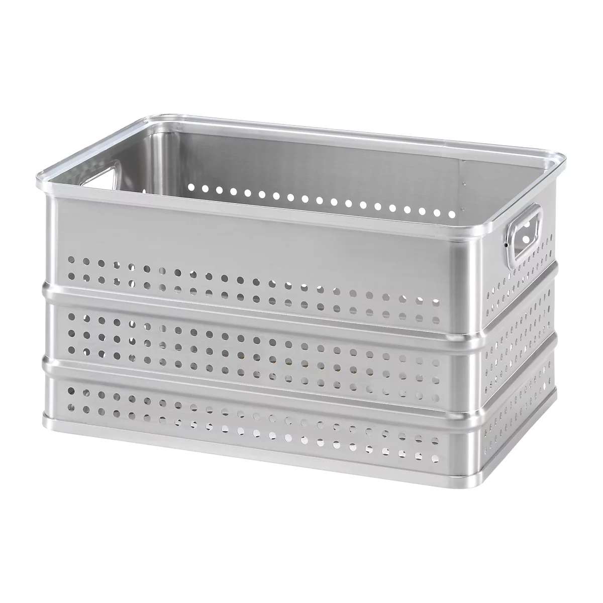 Transportkasten, stapelbar, gelocht, 80 l
