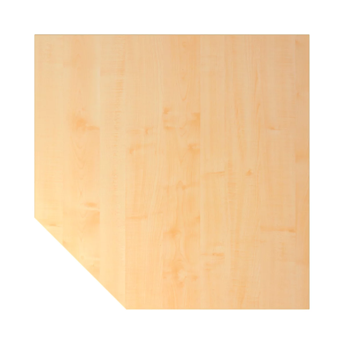 Trapeziumblad JENA, 1-poot, B 1200 x D 1200 x H 720 mm, onderstel aluminium zilver, esdoornpatroon