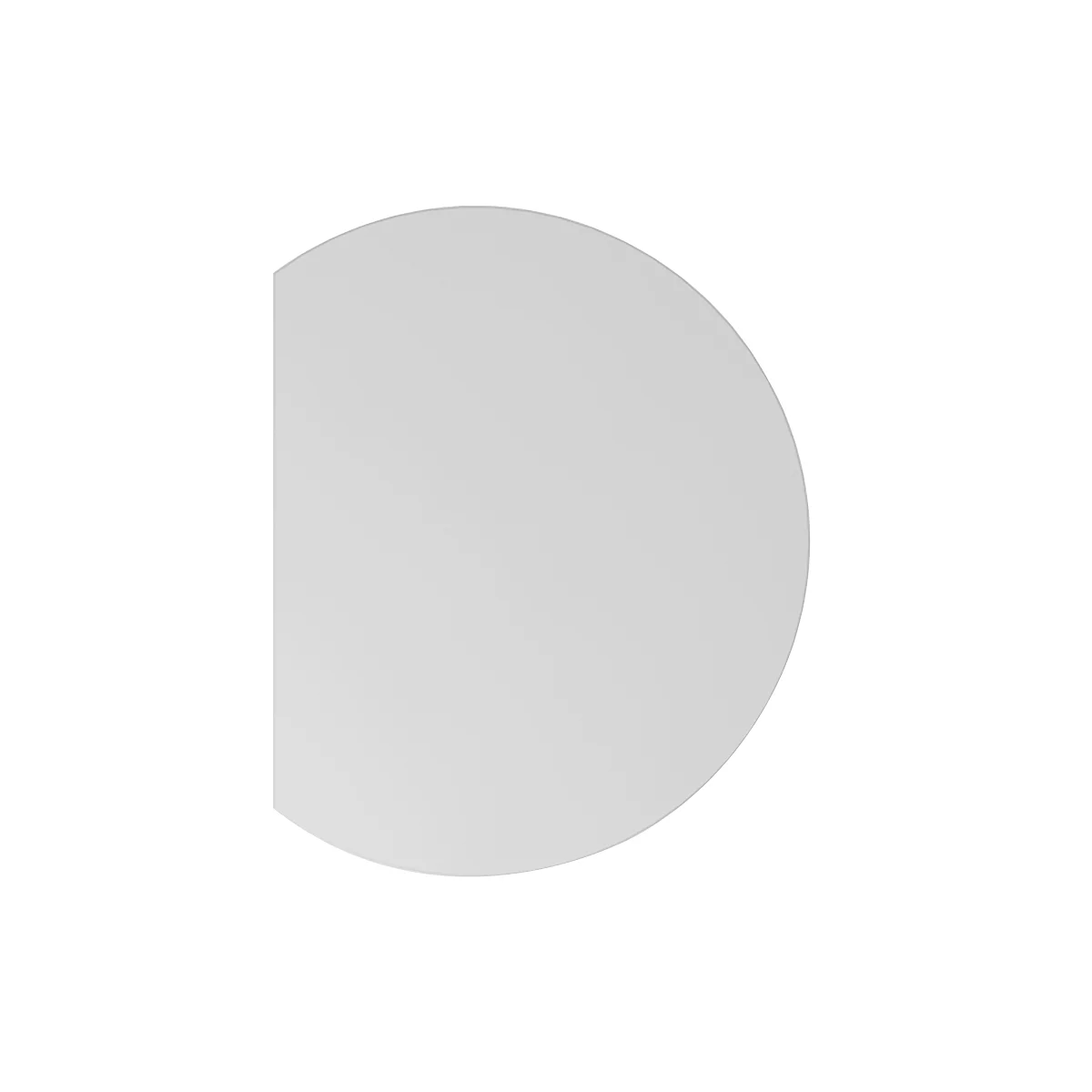 Grey, semi-circular object against a white background.