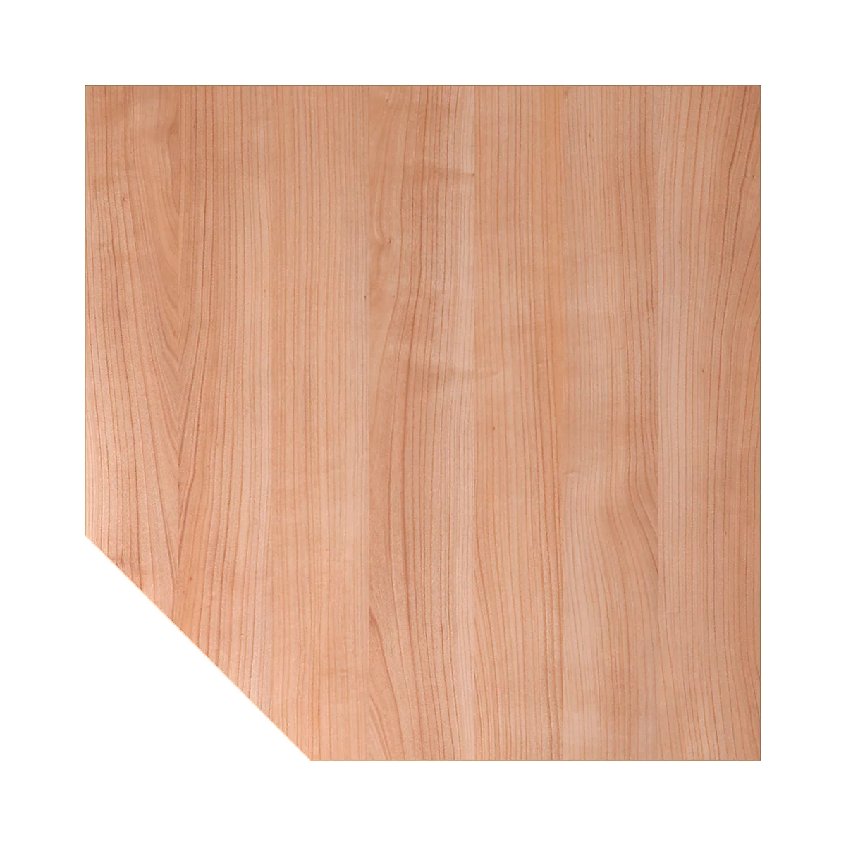 Close-up of wood with angled corner. The wood grain is clearly visible, with light and dark shades.