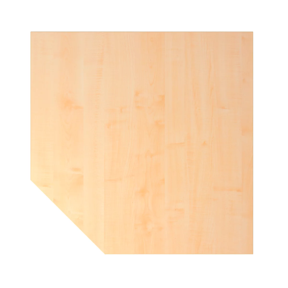 Light brown wooden panel with beveled corner. The grain runs vertically. The background is white.