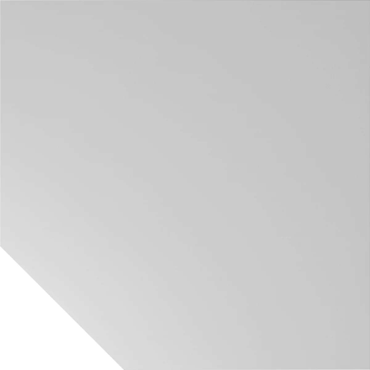 Trapezplatte Breno, Verbindungsplatte für Schreibtische Breno, mit Stützfuß, L 1200 x B 1200 mm, Spanplatte, Lichtgrau/Silber