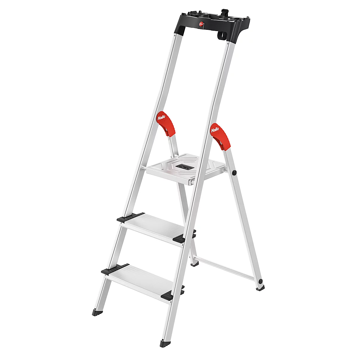 Trapladder Hailo L80, EN 131, met multifunctionele schaal en XXL-treden, tot 150 kg, 3 treden