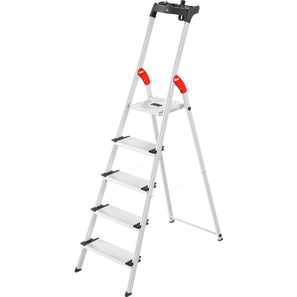Trapladder Hailo L80, EN 131, met multifunctionele schaal en XXL-treden, tot 150 kg, 5 treden
