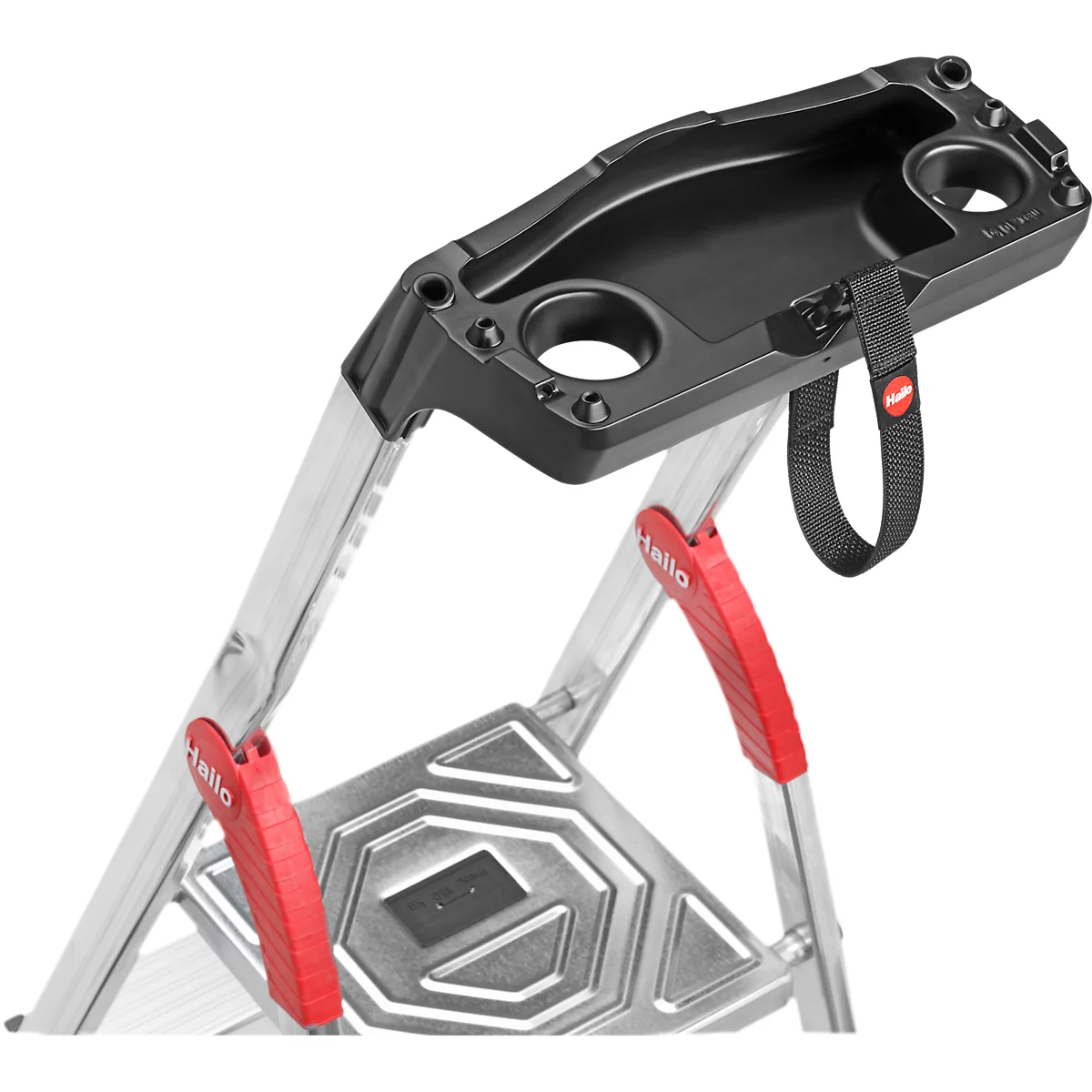 Trapladder Hailo L80, EN 131, met multifunctionele schaal en XXL-treden, tot 150 kg, 8 treden