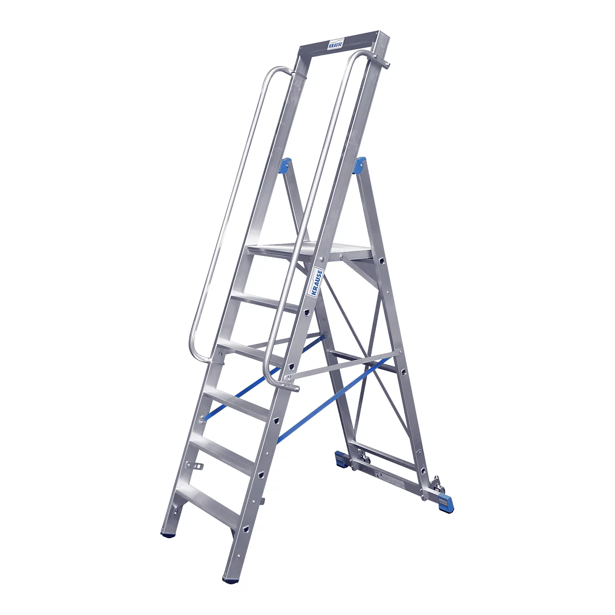Trapladder, met groot platform, aluminium, met 4 treden