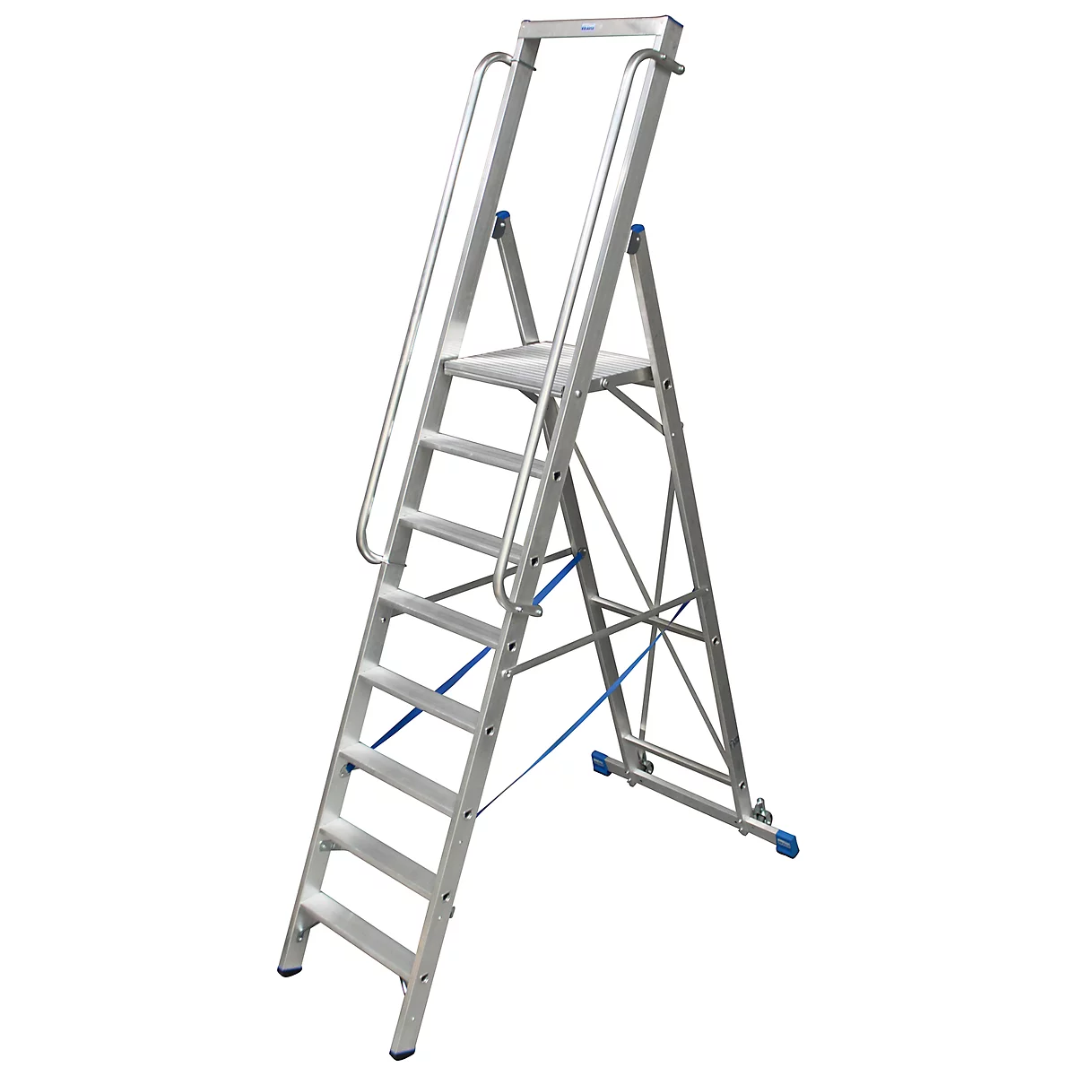 Trapladder, met groot platform, aluminium, met 8 treden