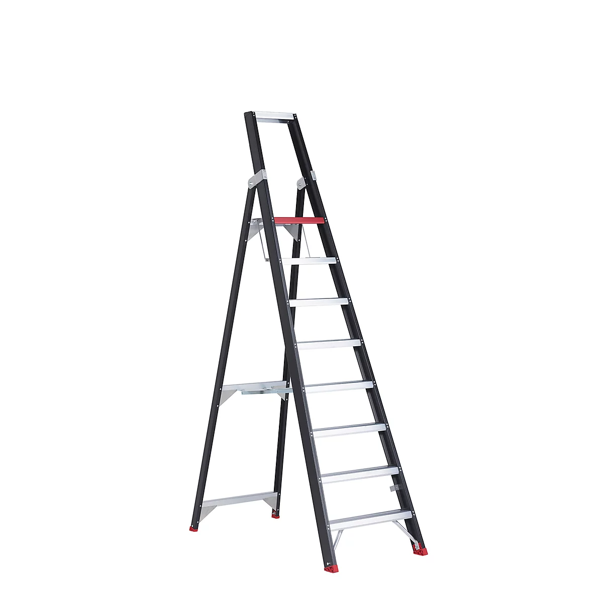 Trapladder Professional Topline, eenzijdig, aluminium, 8 treden, zwart
