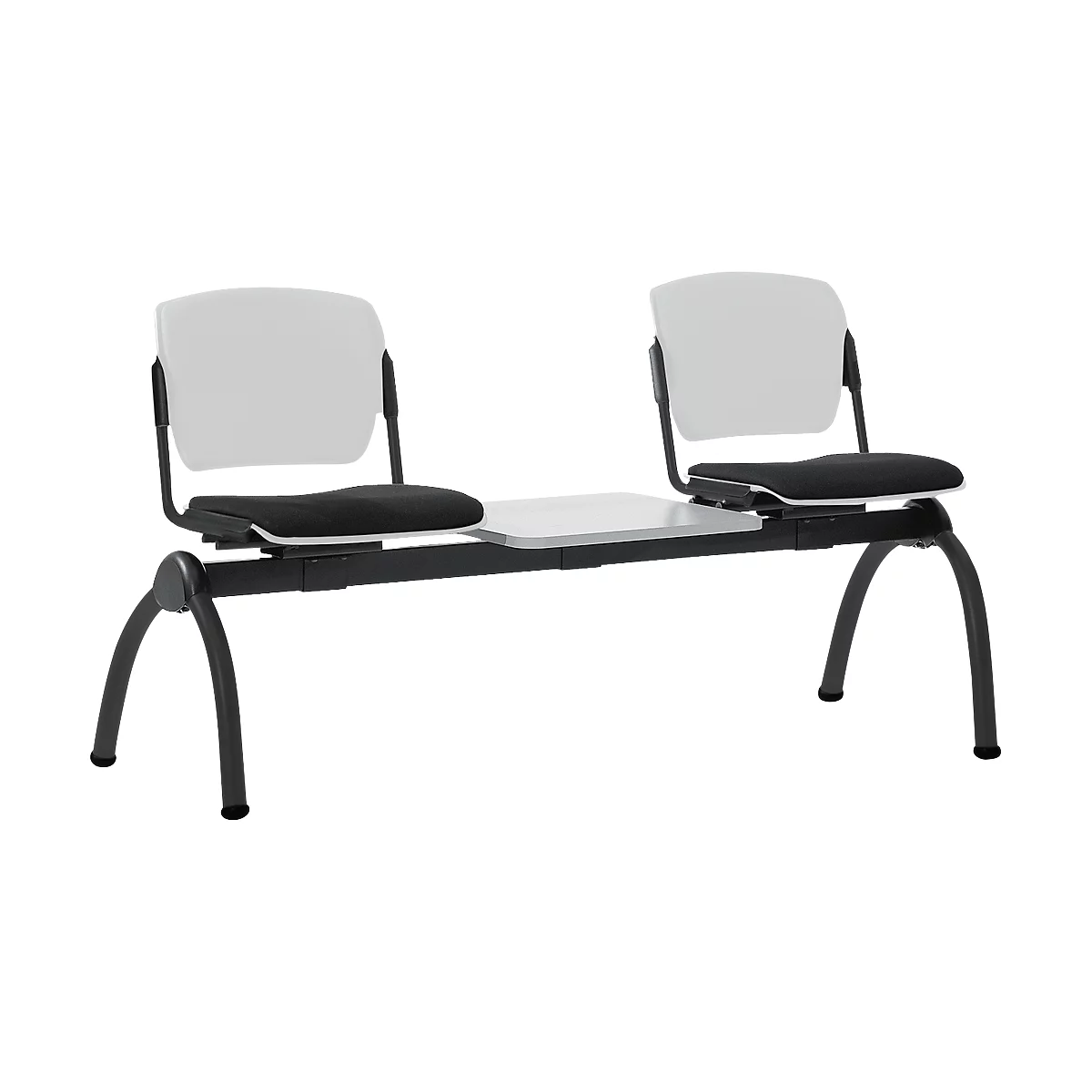 Traversenbank, 2-Sitzer, m. Tischpl., grau/schwarz