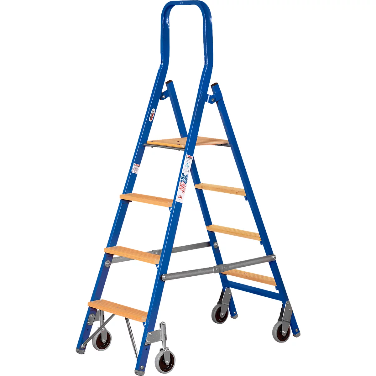 Tredenladder Multicolor, dubbelzijdig begaanbaar, 2x3 treden, 1 platform