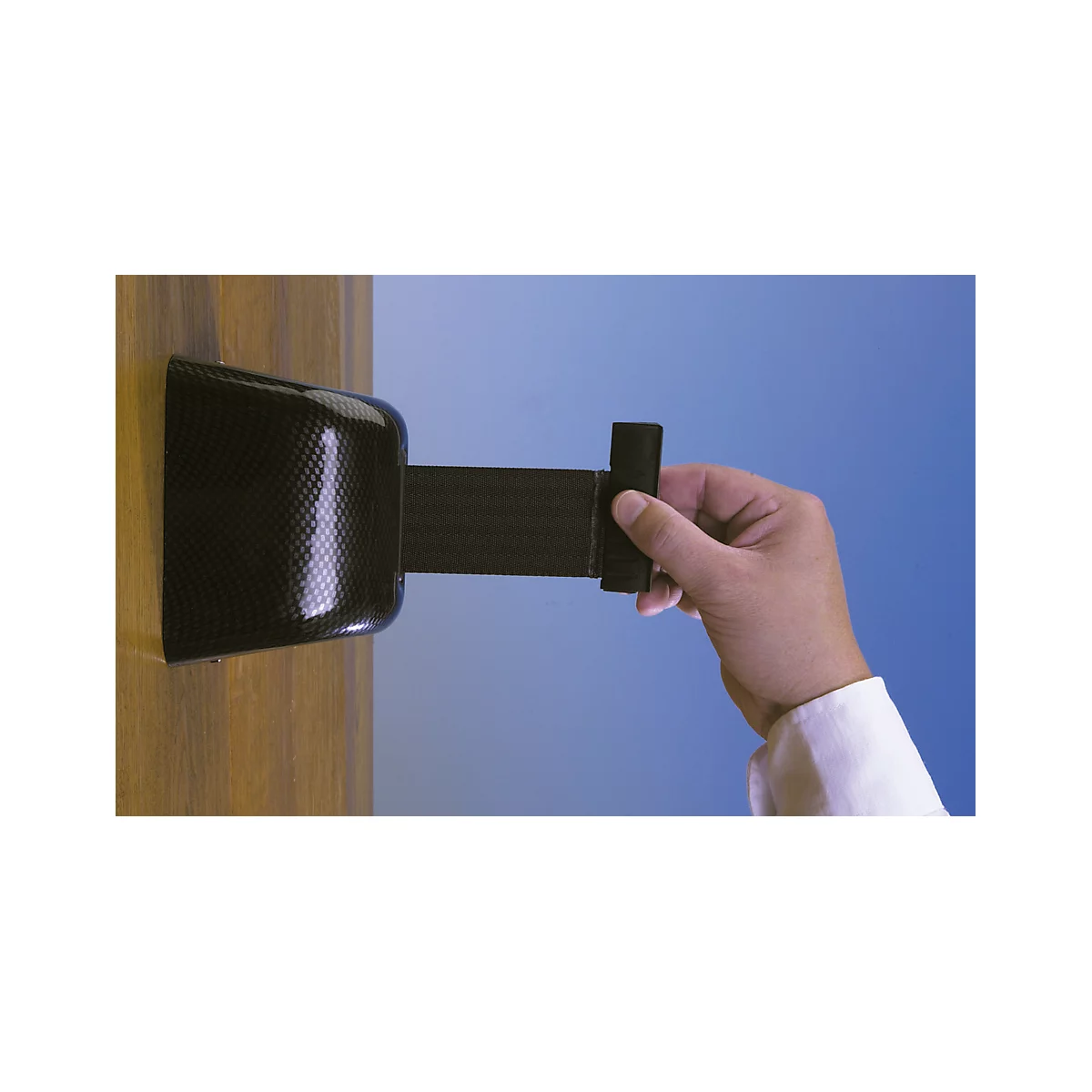Trekband-muurcassette, Schroefbevestiging, 8 m, trekband, zwart