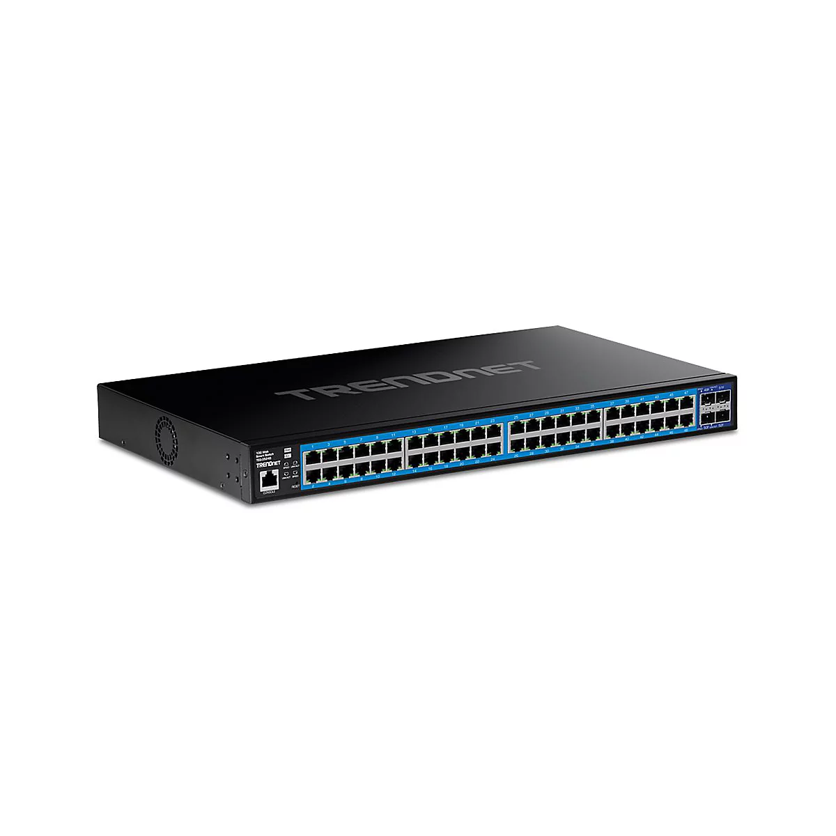 TRENDnet TEG-3524S - Switch - Smart - 48 x 10/100/1000 + 4 x 10 Gigabit SFP+ - Desktop, an Rack montierbar - TAA-konform