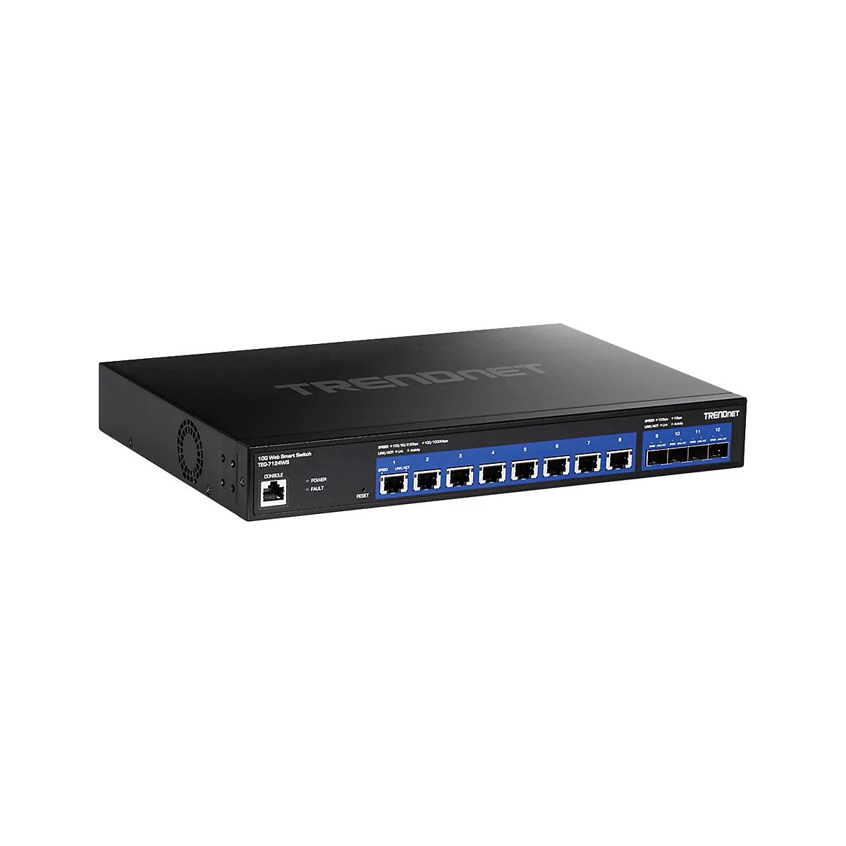TRENDnet TEG 7124WS - Switch - Smart - 8 x 10GBase-T + 4 x 10 Gigabit SFP+ - an Rack montierbar - TAA-konform