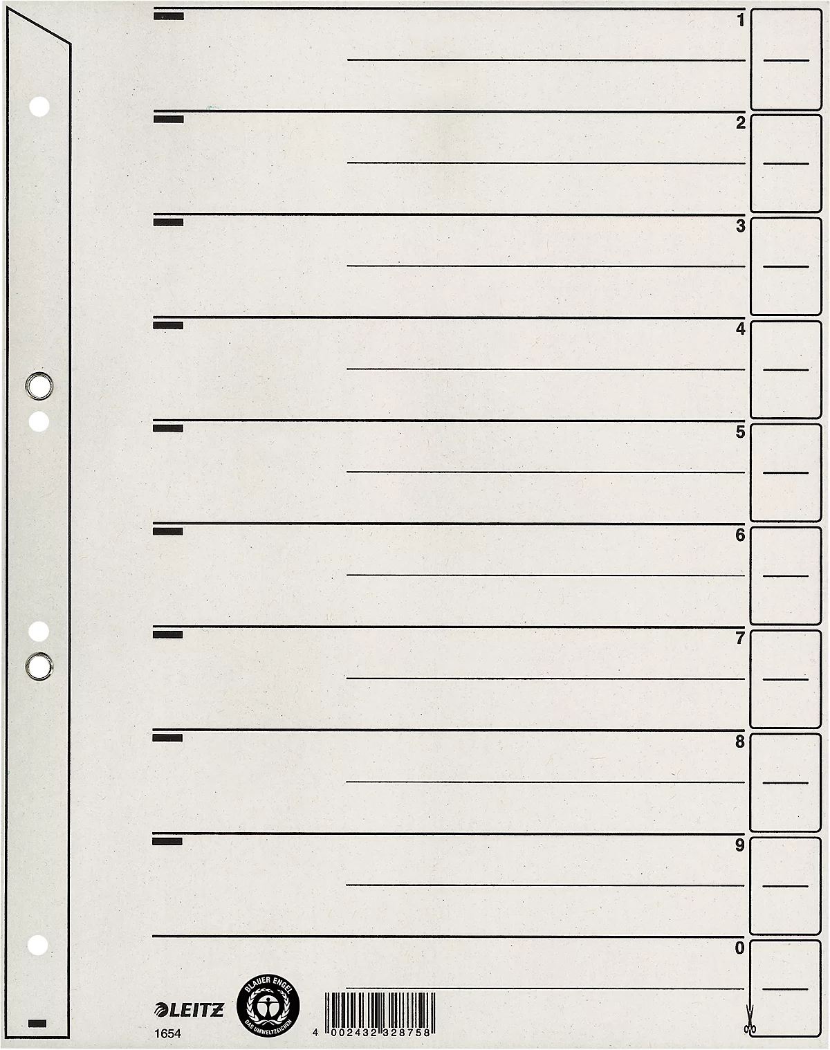 Trennblätter Nr. 1654, DIN A4, grau, 200 g/m², 100 Stück