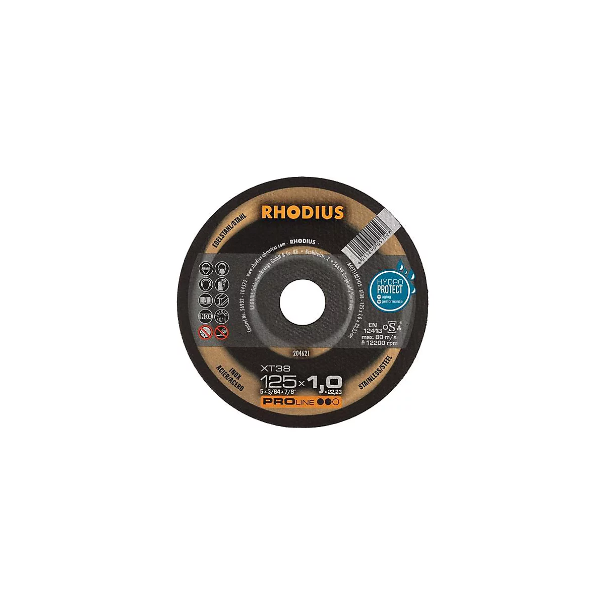 Trennscheibe XT38 D125x1mm ger.INOX Bohr.22,23mm RHODIUS