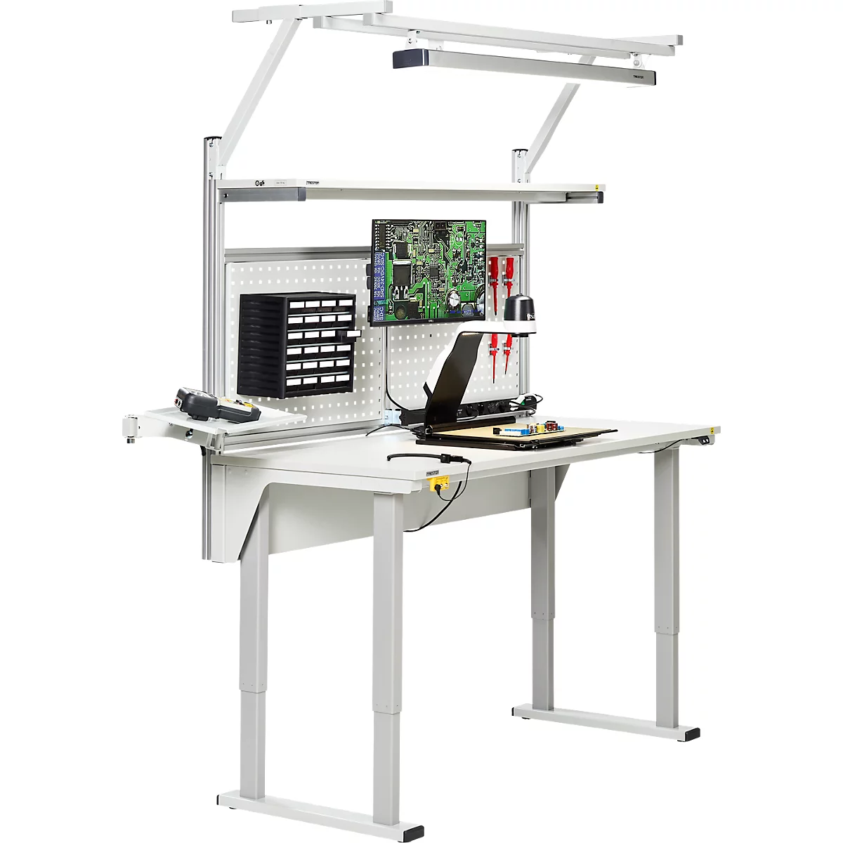Treston LPL tafelblad QuatreX, melaminehars gecoat, randbescherming, B 1836 x D 900 x H 25 mm, lichtgrijs RAL 7035