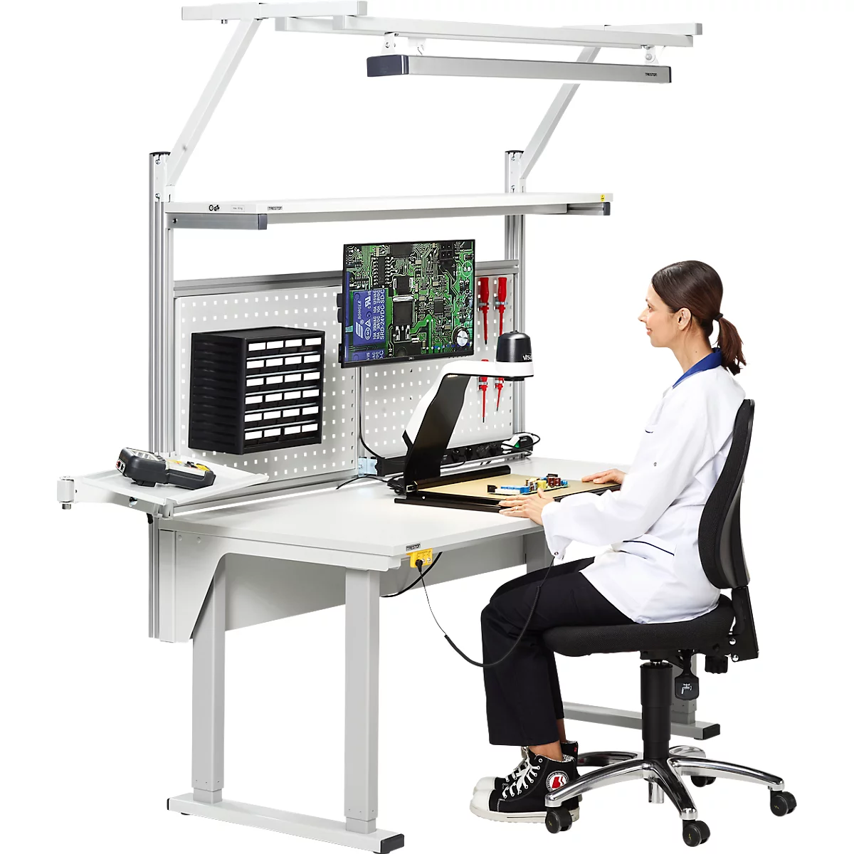 Treston QuatreX frame, elektrisch verstelbaar, tot 300 kg, lichtgrijs RAL 7035, diverse maten