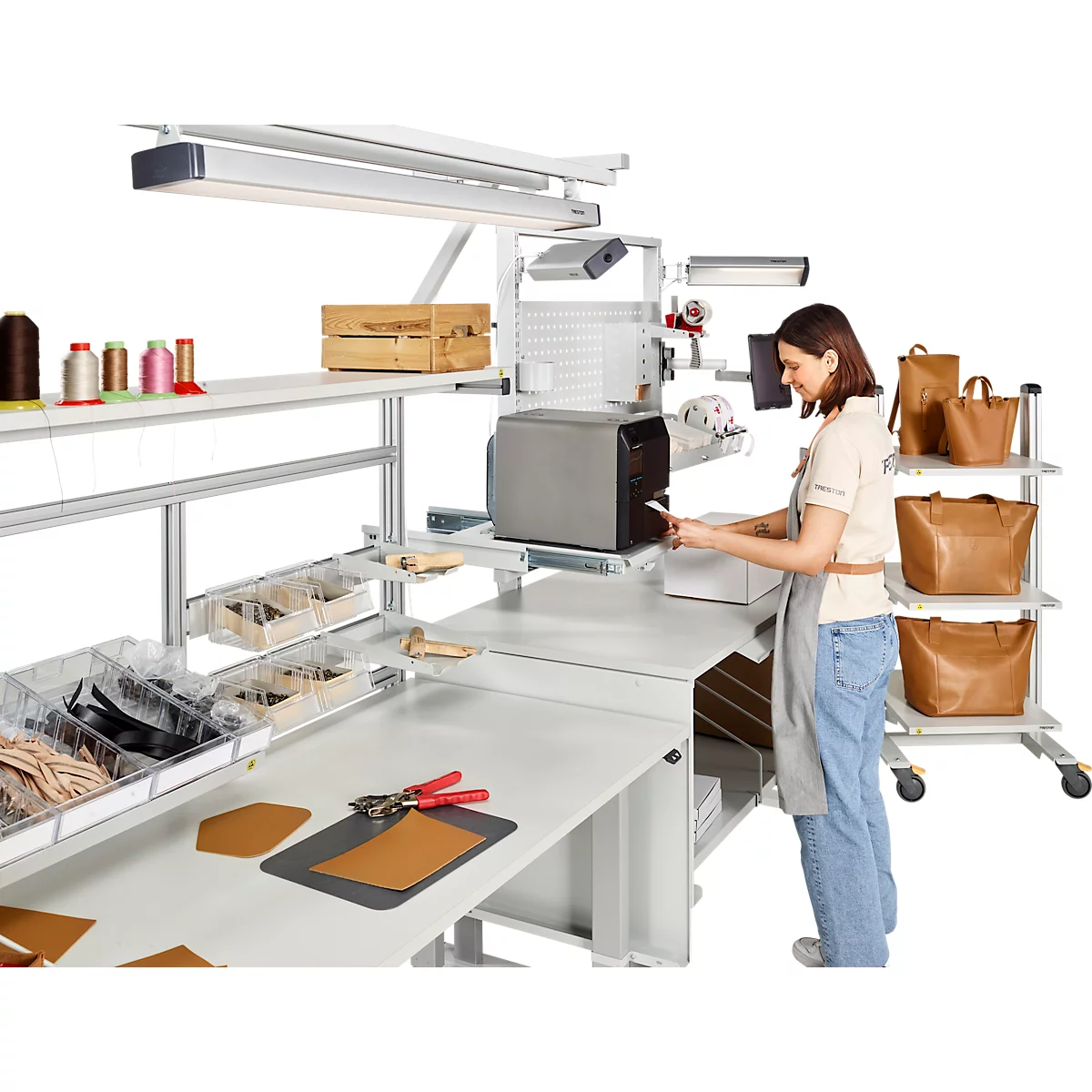 Treston QuatreX piétement, réglage électrique, jusqu'à 300 kg, L 1225 x P 750 mm, gris clair RAL 7035
