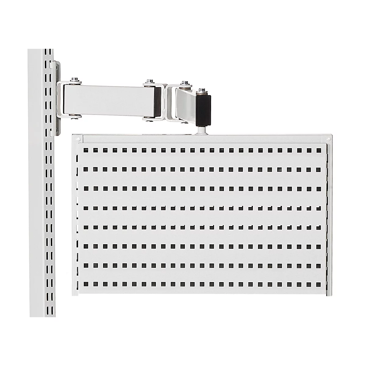 Treston QuatreX universele houder met arm, zwenkbaar, tot 15 kg, 460 mm armlengte, ESD geleidend, lichtgrijs RAL 7035