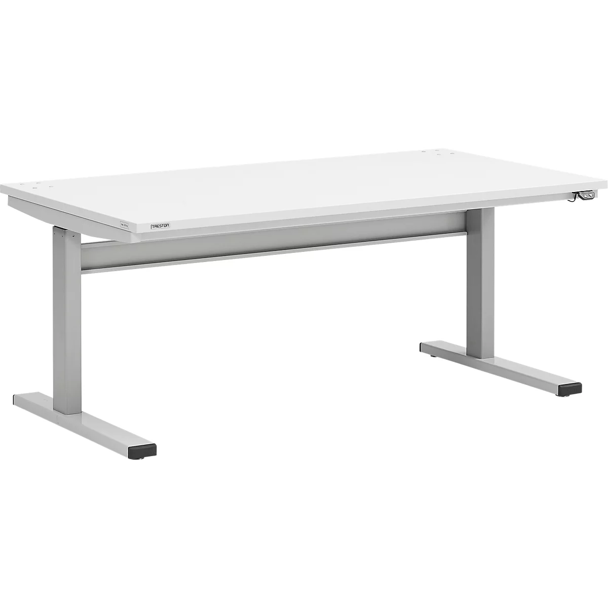 Treston TED Arbeitstisch M1350, B 1500 x T 800 mm, elektrisch höhenverstellbar, T-Fuss, lichtgrau RAL 7035