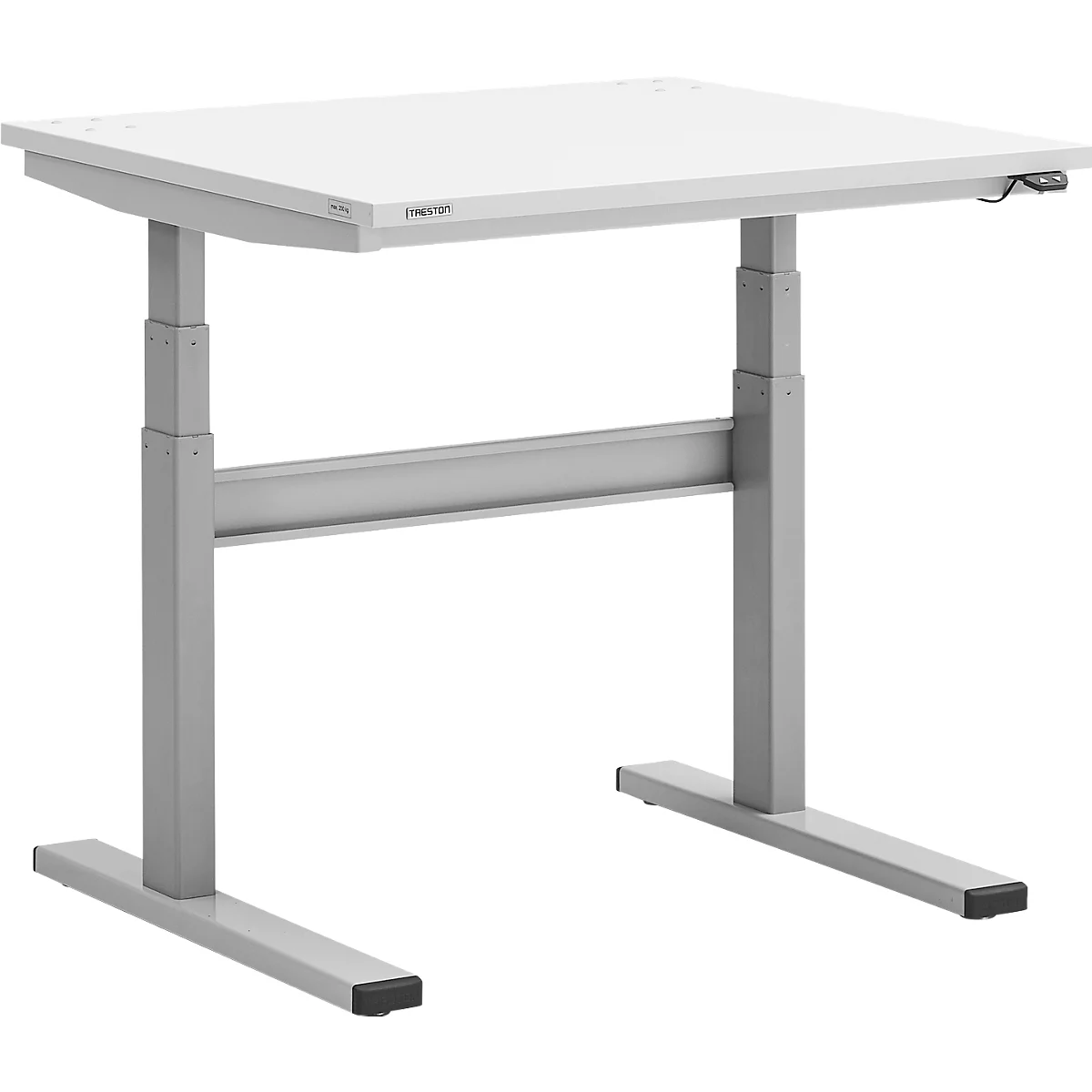 Treston TED Arbeitstisch M750, B 900 x T 800 mm, elektrisch höhenverstellbar, T-Fuss, lichtgrau RAL 7035