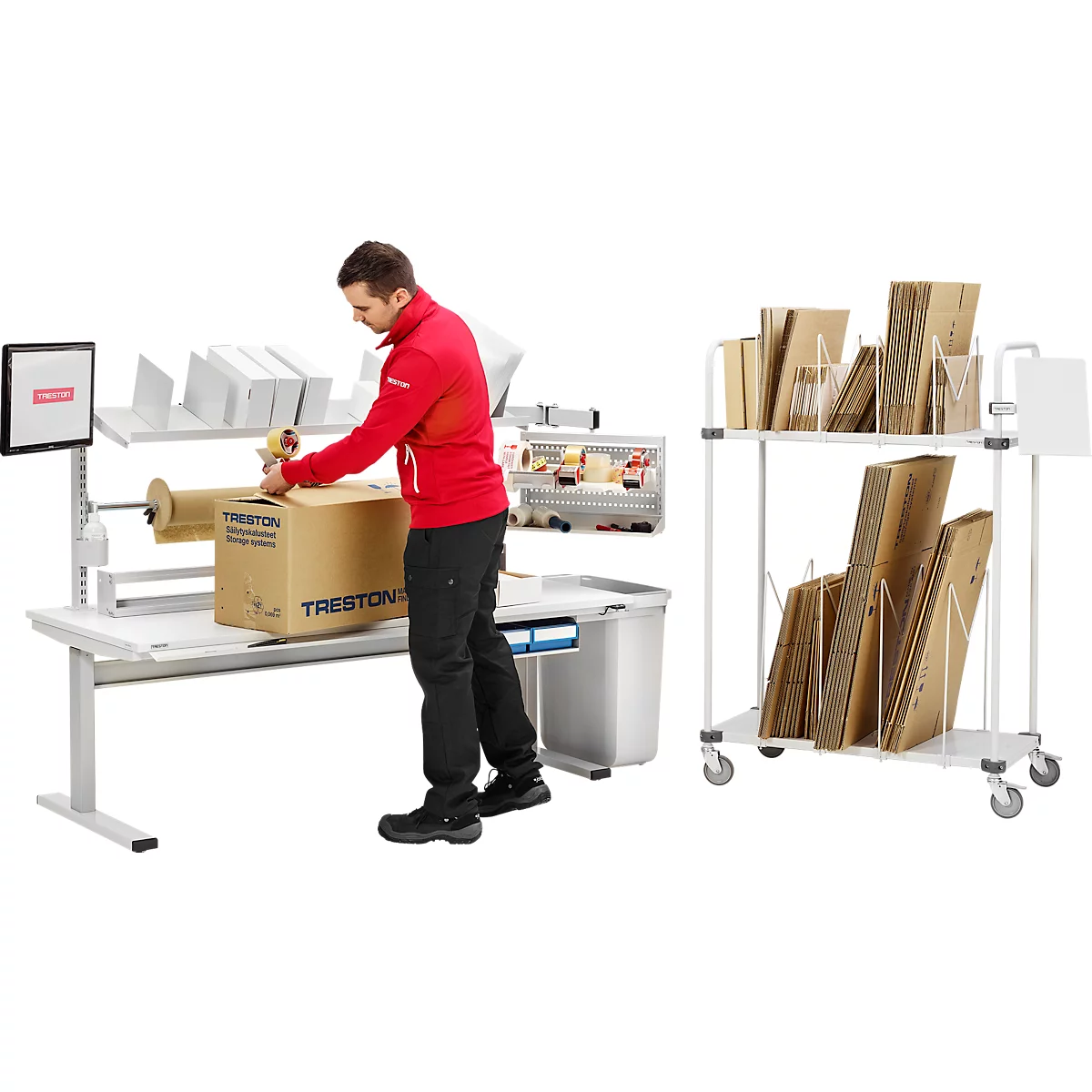 Treston TED Arbeitstisch M750, B 900 x T 800 mm, elektrisch höhenverstellbar, T-Fuss, lichtgrau RAL 7035