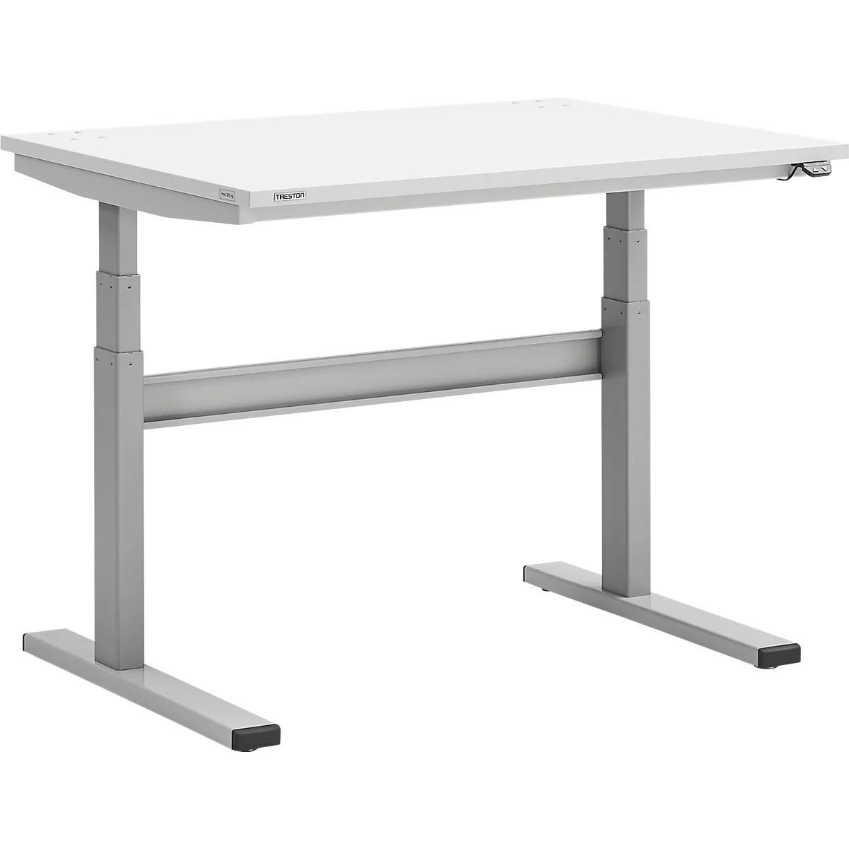 Treston TED Arbeitstisch M900, B 1100 x T 800 mm, elektrisch höhenverstellbar, T-Fuss, lichtgrau RAL 7035