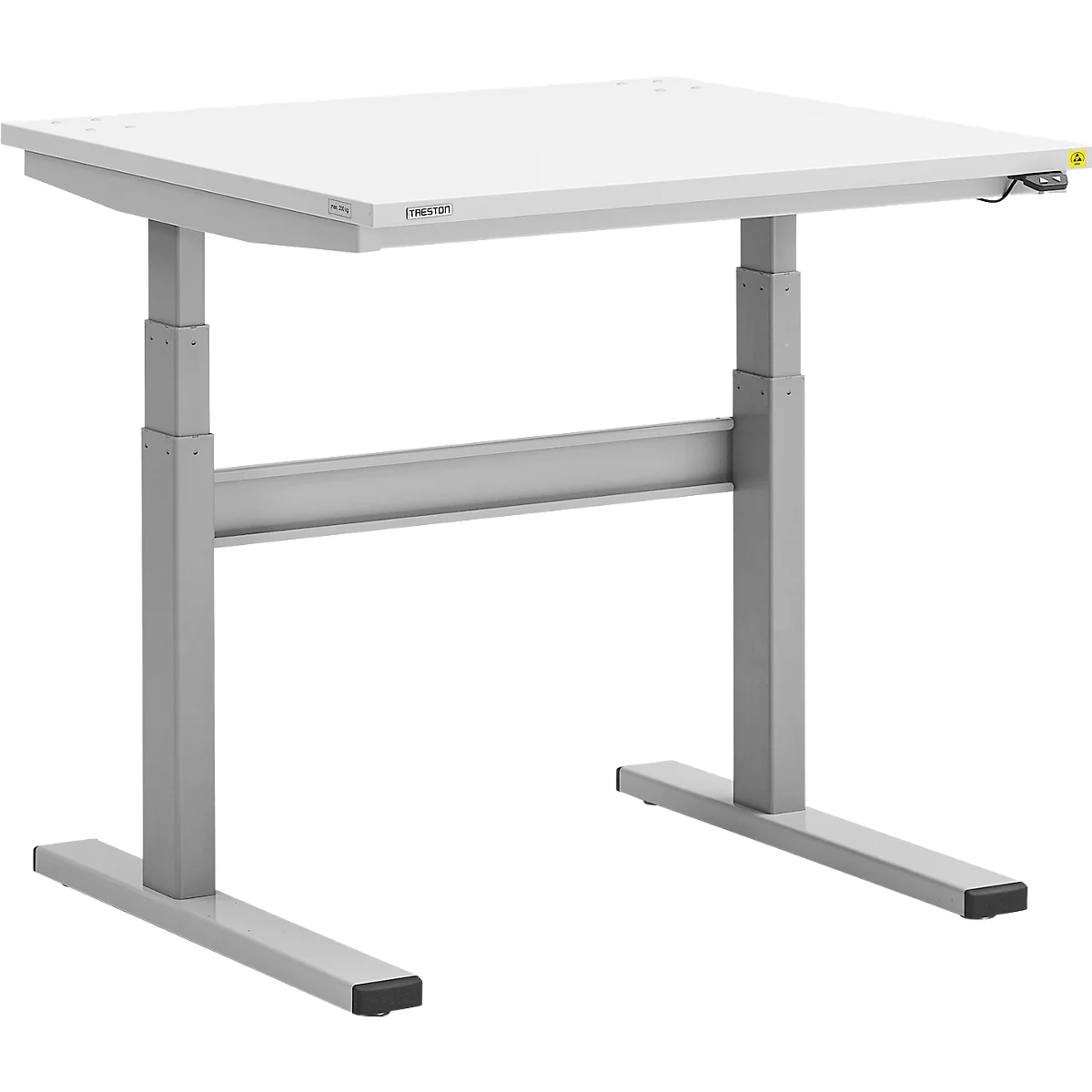 Treston TED Werktafel M750 ESD, B 900 x D 800 mm, elektrisch in hoogte verstelbaar, T-voet, lichtgrijs RAL 7025