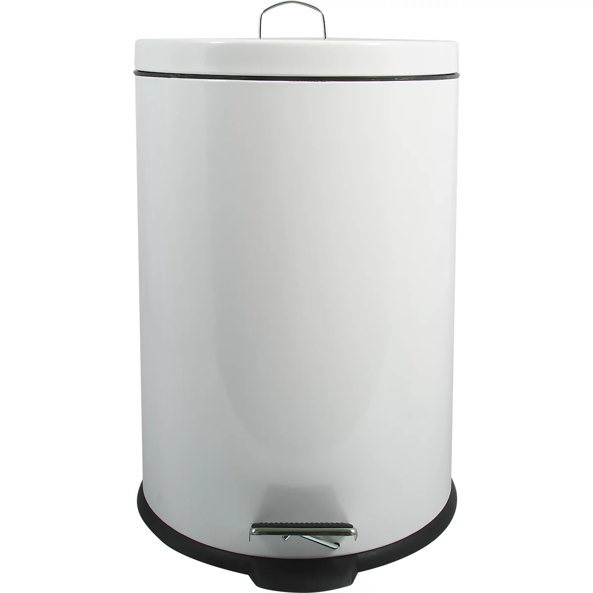 Treteimer MSV, rund, Volumen 20 l, rund, für den Innenbereich, mit Griff & herausnehmbarem Inneneimer, L 295 x B 295 x H 440 mm, Stahl & Kunststoff, weiss