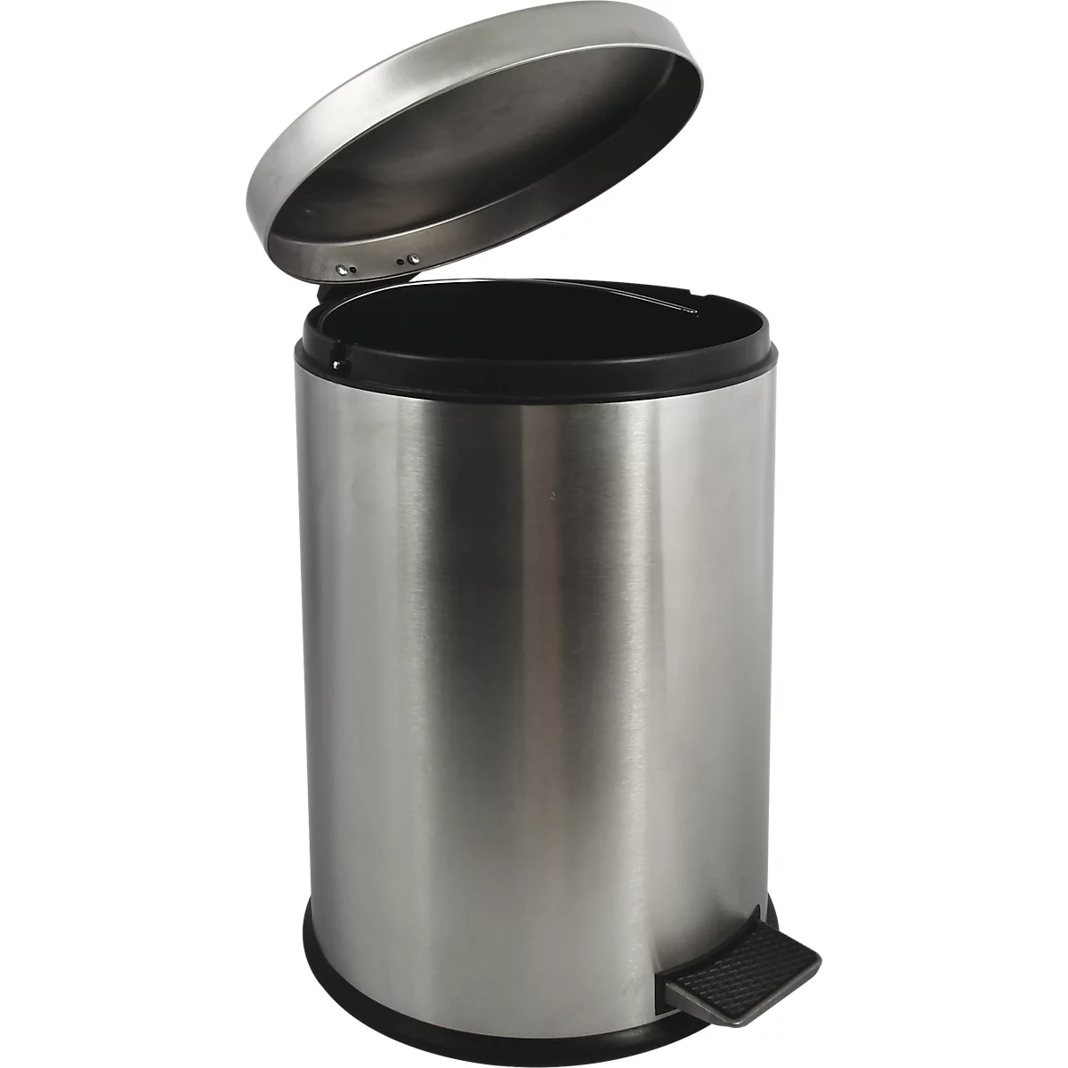 Treteimer MSV, rund, Volumen 20 l, rund, für den Innenbereich, mit herausnehmbarem Inneneimer, L 290 x B 290 x H 460 mm, Edelstahl & Kunststoff