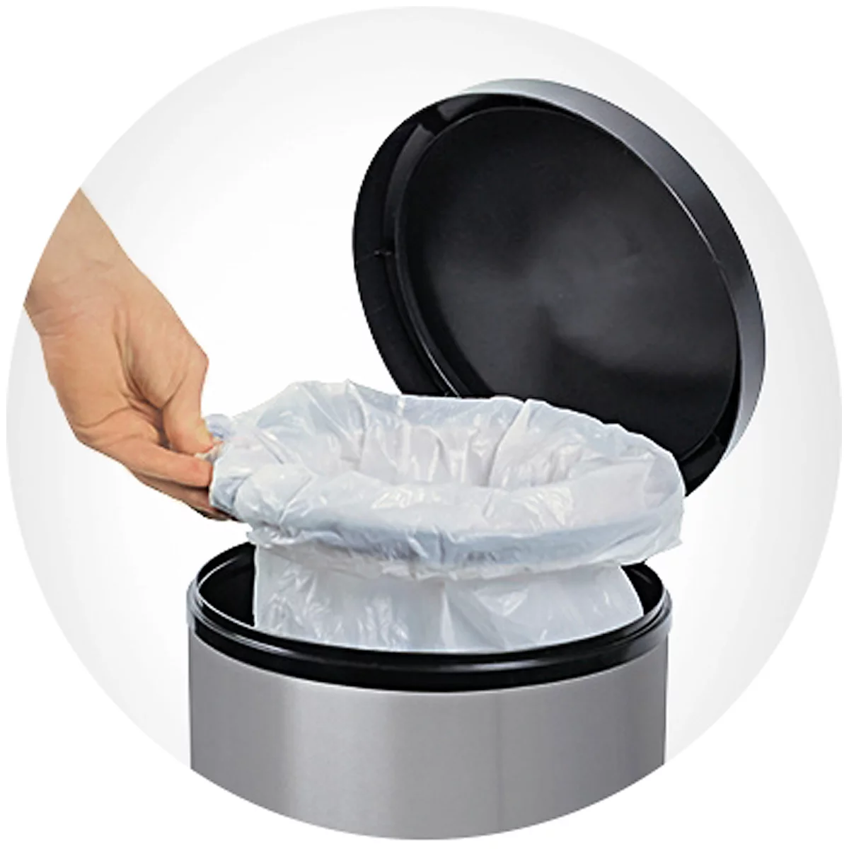 Treteimer Rotho PASO, 30 l, rund, Kunststoff, Carbon metallic