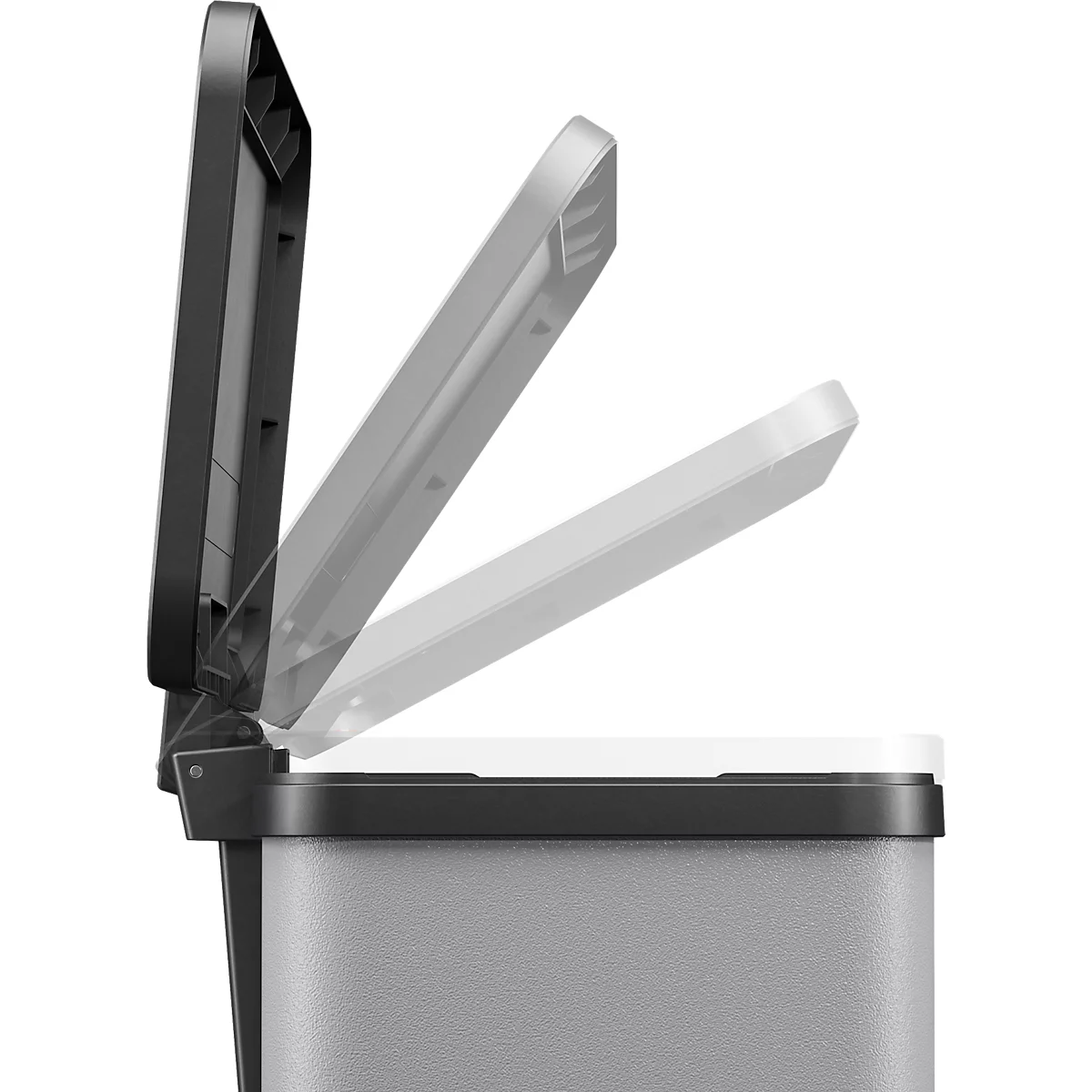 Tretmülleimer Hailo Öko Duo Plus M, 2 x 9 l, rechteckig, Stahlblech, hellgrau