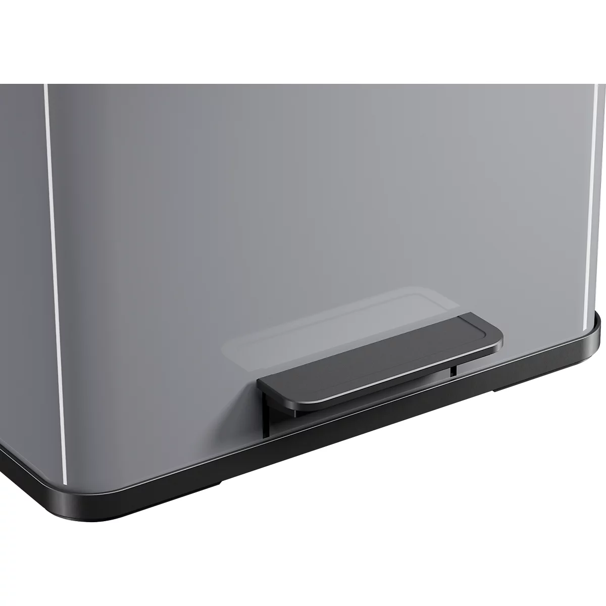 Tretmülleimer Hailo Öko Trio Plus L, 3 x 9 l, rechteckig, aus Stahlblech, hellgrau